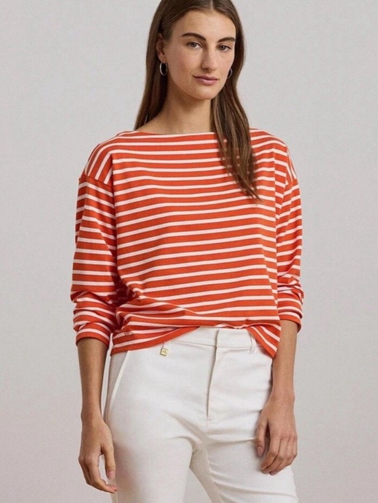 Ralph Lauren Tops - Lauren Ralph Lauren Striped Cotton Jersey Boatneck Top